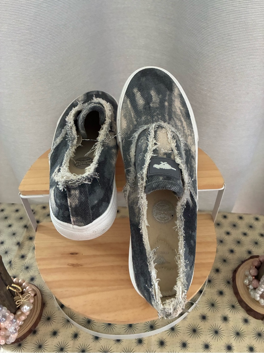 Rocket Dog Black and Cream Tie-Dye Slip-On Sneakers - Picture 5 of 8